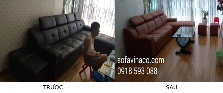 Sự khác biệt giữa trước và sau khi bọc lại của bộ ghế sofa ở Hà Đông