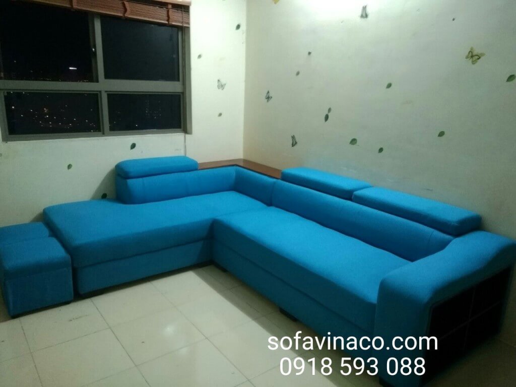 Bọc ghế sofa vải nỉ màu xanh