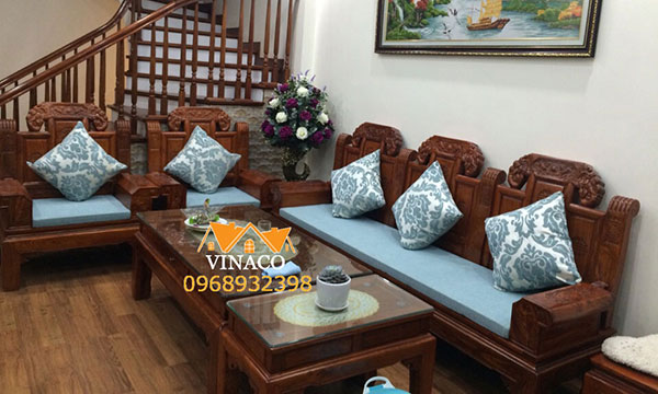 Đệm ghế gỗ Đồng Kỵ do Vinaco sản xuất riêng cho khách hàng