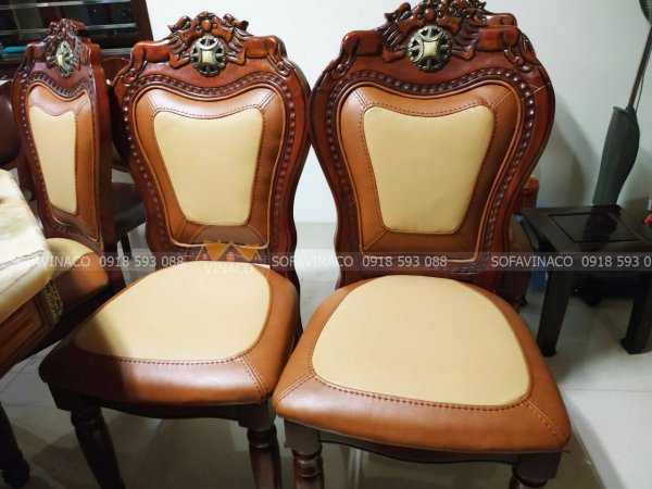 Bộ ghế ăn ở Long Biên đã được bọc lại bằng bộ vỏ mới