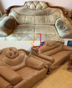 Bọc lại vỏ bộ sofa da thật siêu bẩn tại Ngọc Khánh, Ba Đình