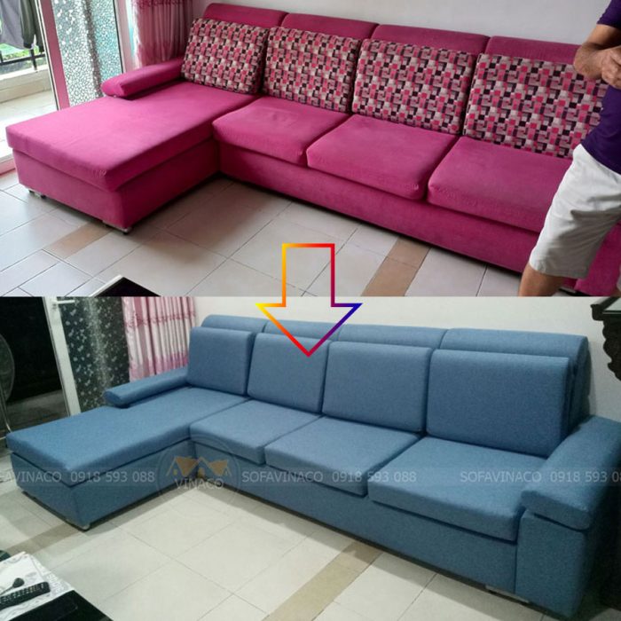 Đổi màu ghế sofa lỗi thời cho khách ở Nguyễn Văn Linh, Quận 7
