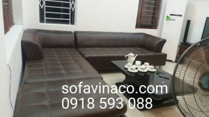 Bọc ghế sofa da màu hạt dẻ tại Âu Cơ