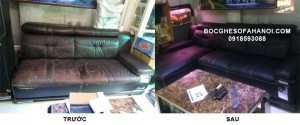 Bộ ghế sofa trước và sau khi bọc lại tại đường Giải Phóng