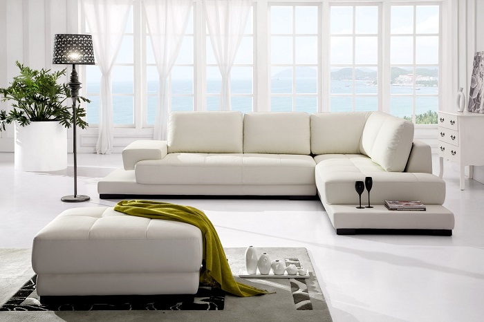 Sofa da màu trắng – Lịch lãm, sang trọng và hiện đại