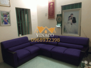 Bộ ghế sofa nhà anh Ngọc sau khi được bọc lại
