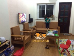 Đệm ghế gỗ đã hoàn thành cho gia đình ở Khương Đình