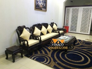 Bộ đệm ghế gỗ đã hoàn thành cho gia đình tại Trâu Quỳ, Gia Lâm