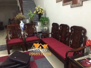 Bộ đệm ghế màu đỏ đô làm bộ ghế giả cổ trở lên sang trọng