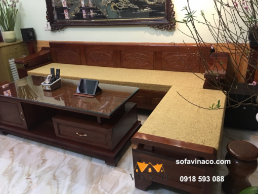 Bộ đệm ghế sofa gỗ cho nhà anh Hùng ở Quảng Ninh