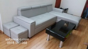 Bọc ghế sofa bằng vải thô màu ghi sáng