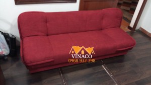 Bọc ghế sofa giường bằng vải thô màu đỏ đô
