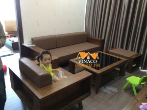 Bộ đệm ghế da 20cm đã hoàn thành cho gia đình anh Nam ở Phạm Văn Đồng