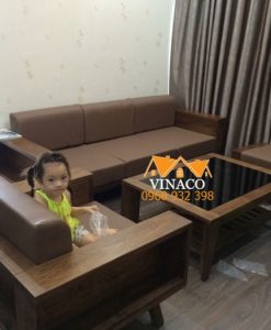 Bộ đệm ghế da 20cm đã hoàn thành cho gia đình anh Nam ở Phạm Văn Đồng