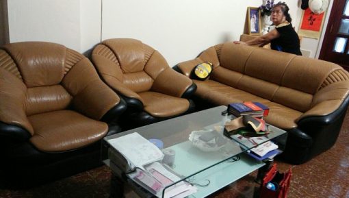 Bộ ghế sofa da của gia đình chị Hạnh ở Quan Nhân, Thanh Xuân