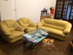 Công trình bọc lại da ghế sofa đã hoàn tất