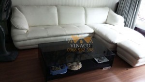 Bộ ghế sofa đã thay vỏ mới bằng giả da