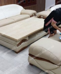 Công trình bọc đệm ngồi ghế sofa da đã hoàn thành ở Mộ Lao, Hà Đông