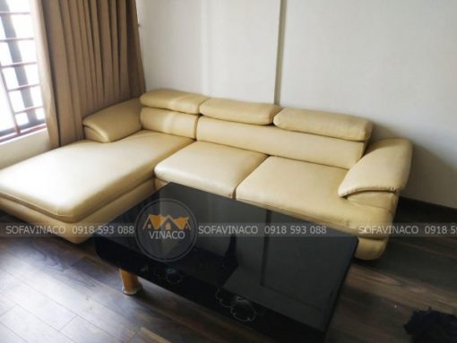Bộ ghế đã được tân trang lại hoàn toàn nhờ dịch vụ bọc lại ghế sofa da tại Phạm Văn Đồng của Vinaco