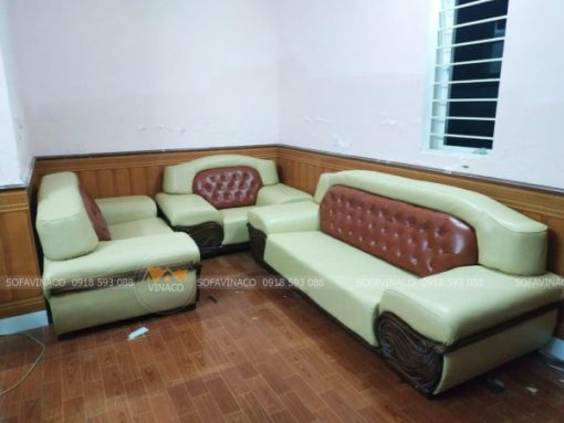 Dịch vụ bọc lại ghế sofa da của Vinaco đã thay da mới cho bộ ghế tại Vĩnh Yên