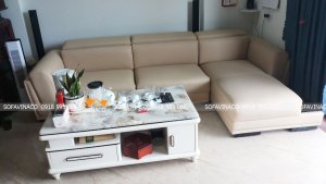 Bọc lại ghế sofa với chất da công nghiệp đẹp căng mịn