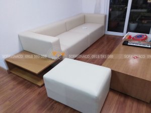 Hình ảnh cả bộ ghế sau khi đã được bọc da mới
