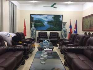 Bộ 9 ghế sofa tại phòng họp đã được bọc lại hoàn tất