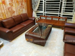 Bọc bàn ghế sofa với chất da công nghiệp màu nâu mới