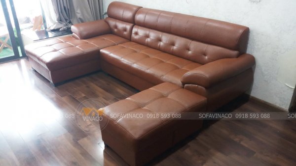 Dịch vụ bọc ghế sofa da của Vinaco đã hoàn tất công việc thay da mới cho bộ ghế tại Văn Quán, Hà Đông