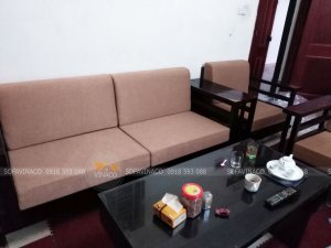 Bộ đệm ghế gỗ ruột mút dày đã giao cho gia đình bác Tiến ở Từ Liêm