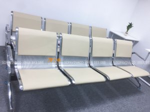 Bọc đệm ghế chờ bằng đệm mút và vỏ da đàn hồi co dãn tốt