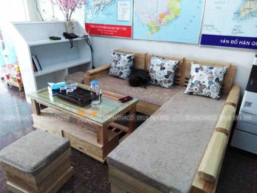 Bộ đệm ghế được làm từ chất vải nỉ nhung và đệm bông ép cho khách hàng ở Phúc La, Hà Đông