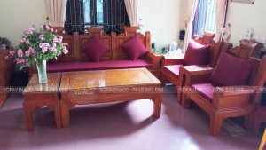 Bộ đệm ghế đỏ đô đã được giao đến tận nhà cho chị Hằng - Phúc Thọ