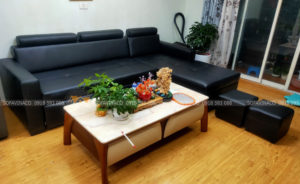 Vinaco đã hoàn thành việc bọc lại da cho bộ sofa này