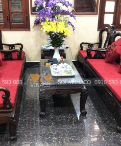 Bộ đệm ghế hoàn chỉnh của gia đình chị Hương tại phố Việt Hưng, Hà Nội