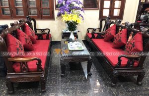 Bộ đệm ghế hoàn chỉnh của gia đình chị Hương tại phố Việt Hưng, Hà Nội