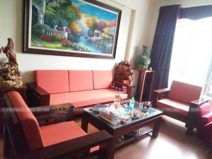 Bộ đệm ghế màu cam đào đặc biệt đã được làm xong cho anh Hải ở Tôn Đức Thắng
