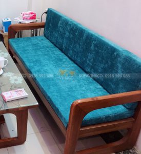 Bộ đệm ghế vải nỉ nhung màu xanh tươi tắn