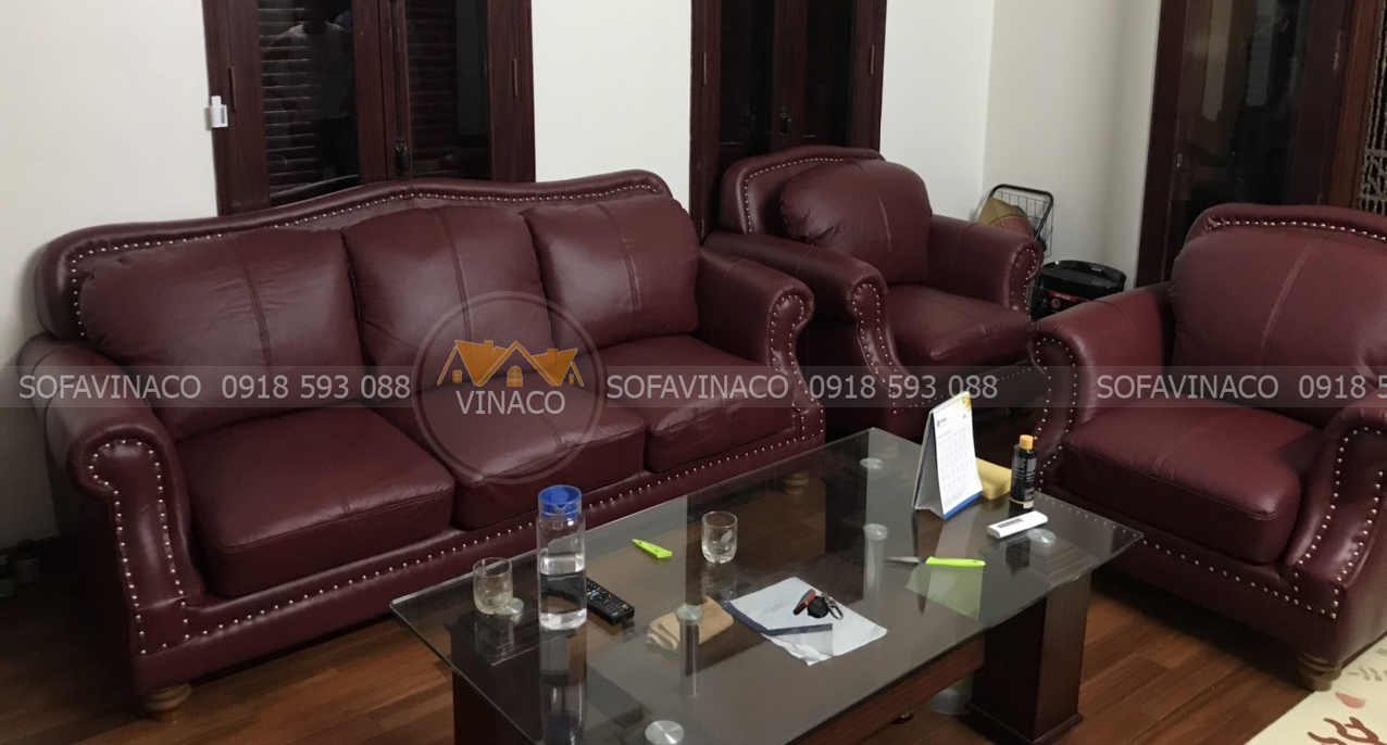 bộ ghế sofa bọc da Nano