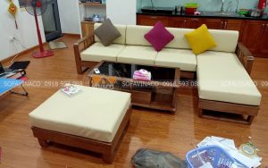 Bộ đệm ghế gỗ sofa l chị Nhung tại Lạc Long Quân, Hà Nội đã hoàn thành