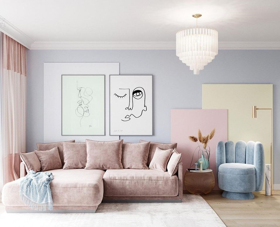 Sofa góc hồng phấn sang trọng, hiện đại cho phòng khách