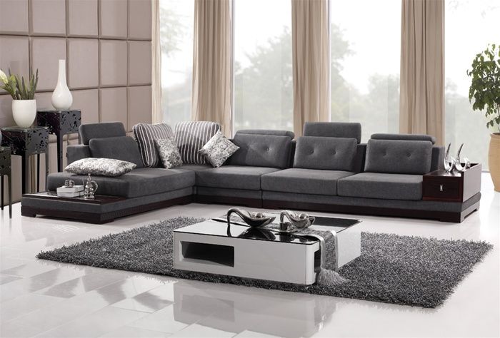 Sofa góc chất liệu vải màu xám lông chuột thanh lịch, sang trọng cho không gian phòng khách của gia đình bạn