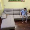 Bộ ghế sofa sau khi thay bỏ lớp da sang chất liệu vải tại Đống Đa, Hà Nội