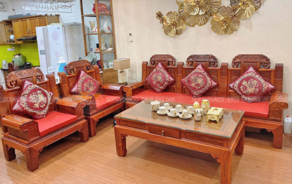 Mẫu đệm ghế Tần Thủy Hoàng thiết kế tay hộp đẹp cho không gian phòng khách