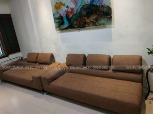 Ghế sofa da của khách hàng tại Tây Hồ đã được thay bọc mới