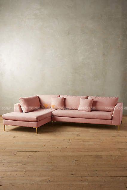Sofa vải gam màu hồng phù hợp với không gian tông Pastel