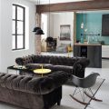 Sofa tân cổ điển xuất hiện nhiều những chi tiết rút lún phần tựa toát lên một vẻ đẹp sang trọng, hiện đại
