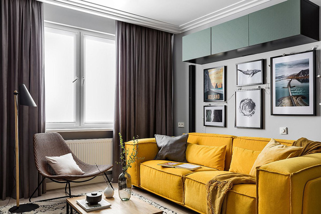 Sofa gam màu vàng luôn được thu hút những ánh nhìn tuyệt vời