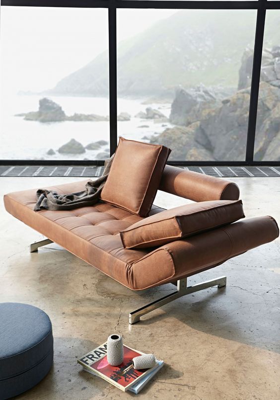 Kiểu dáng ghế sofa giường chất liệu bọc da mang phong cách cổ điển