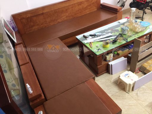 Bộ đệm ghế sofa da đã làm xong cho khách hàng ở Nguyễn Văn Giáp, Nam Từ Liêm